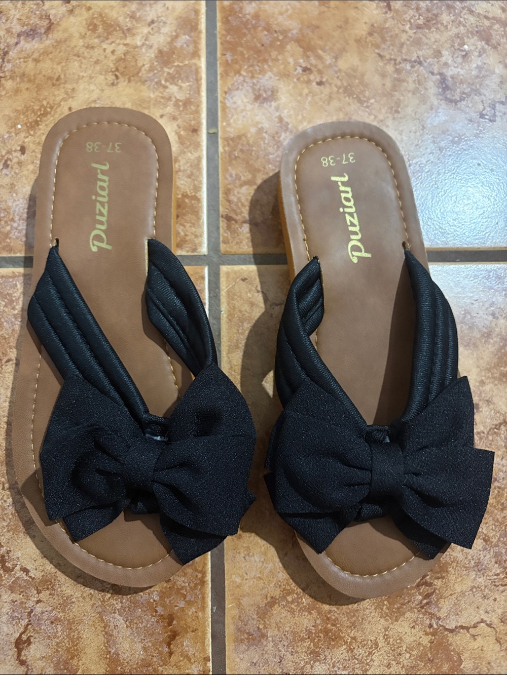 Black Bow Slide Sandals for Women